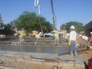 half-finished concrete of basketball court